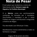Nota de Pesar - Ex Prefeito Homero Lopes de Siqueira