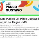 Prefeitura de Alagoa convida para Oitiva sobre a Lei Paulo Gustavo